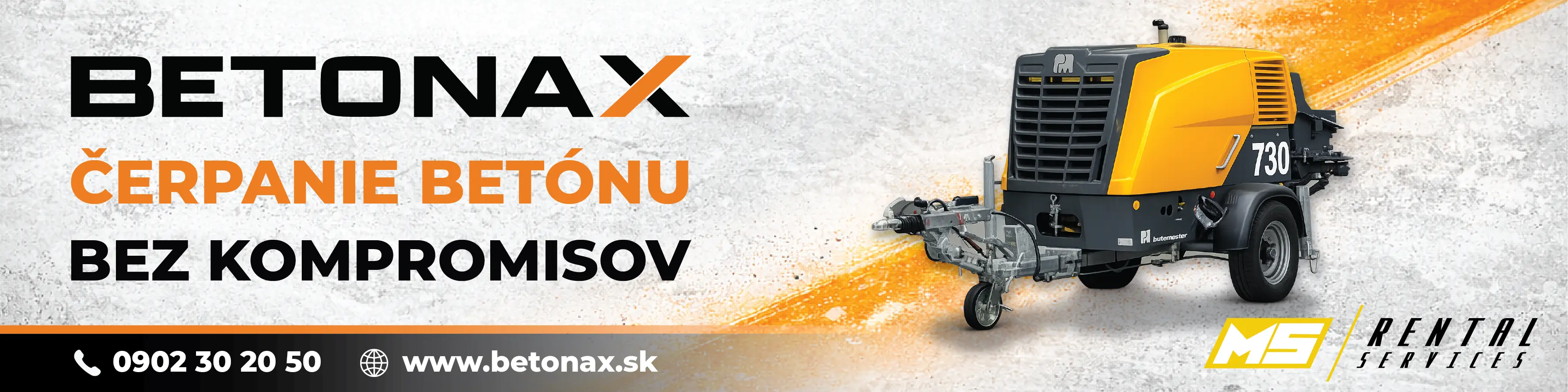 Betonax čerpanie betónu so stacionárnym čerpadlom Putzmeister P 730