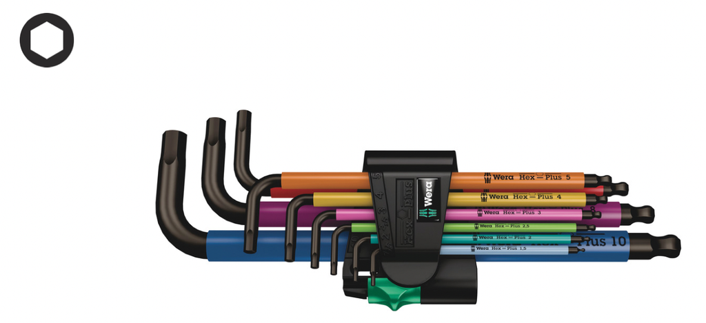 Wera 950/9 Hex-Plus Multicolour 1 SB Sada zástrčných kľúčov, metrická, BlackLaser, 9 dielna