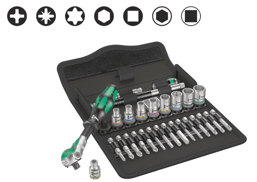 [004016] Wera 8100 SA 6 Račňova sada Zyklop Speed, upínacia časť 1/4", metrická, 28 dielna